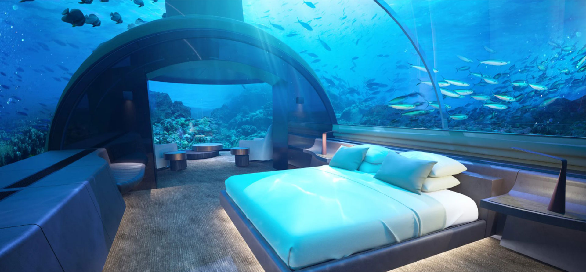 Maldives underwater hotel room.