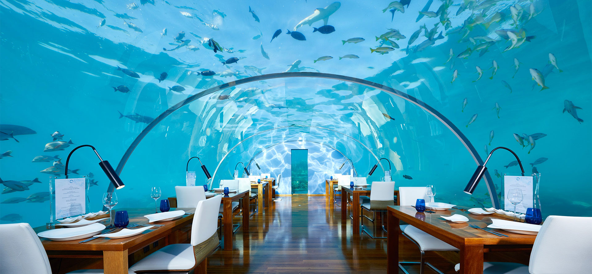 Maldives underwater hotels restaurant.