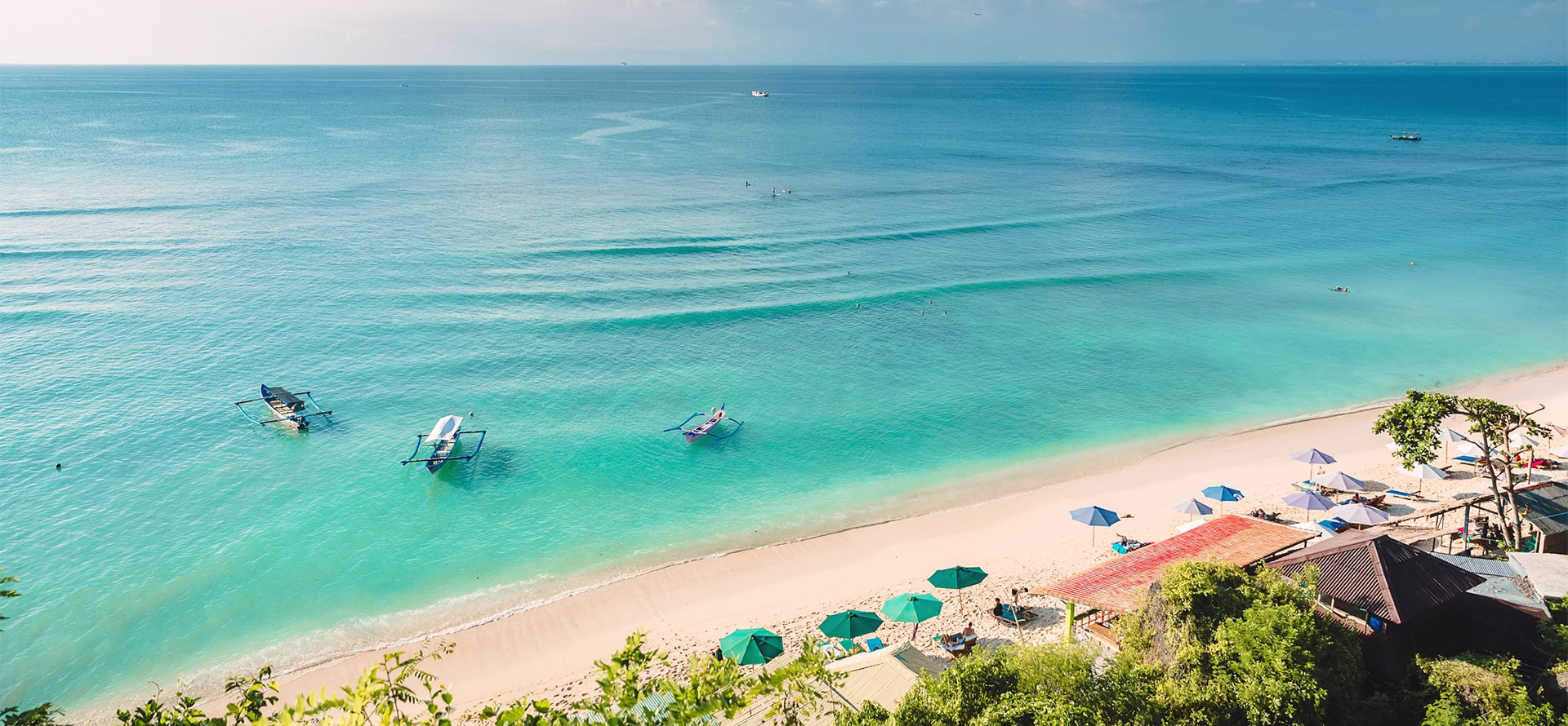 Bali honeymoon top view at beach.