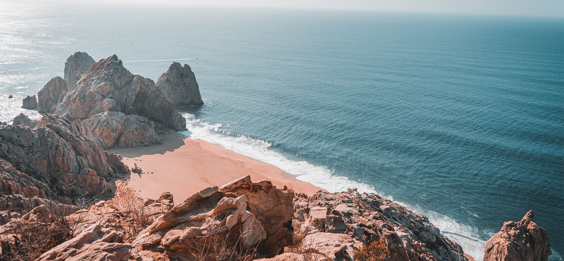 Rocks and ocean view Cabo at the best time of year to visit.