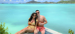 Couple at Antigua honeymoon resort.