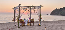 Thailand honeymoon resort at sunset.