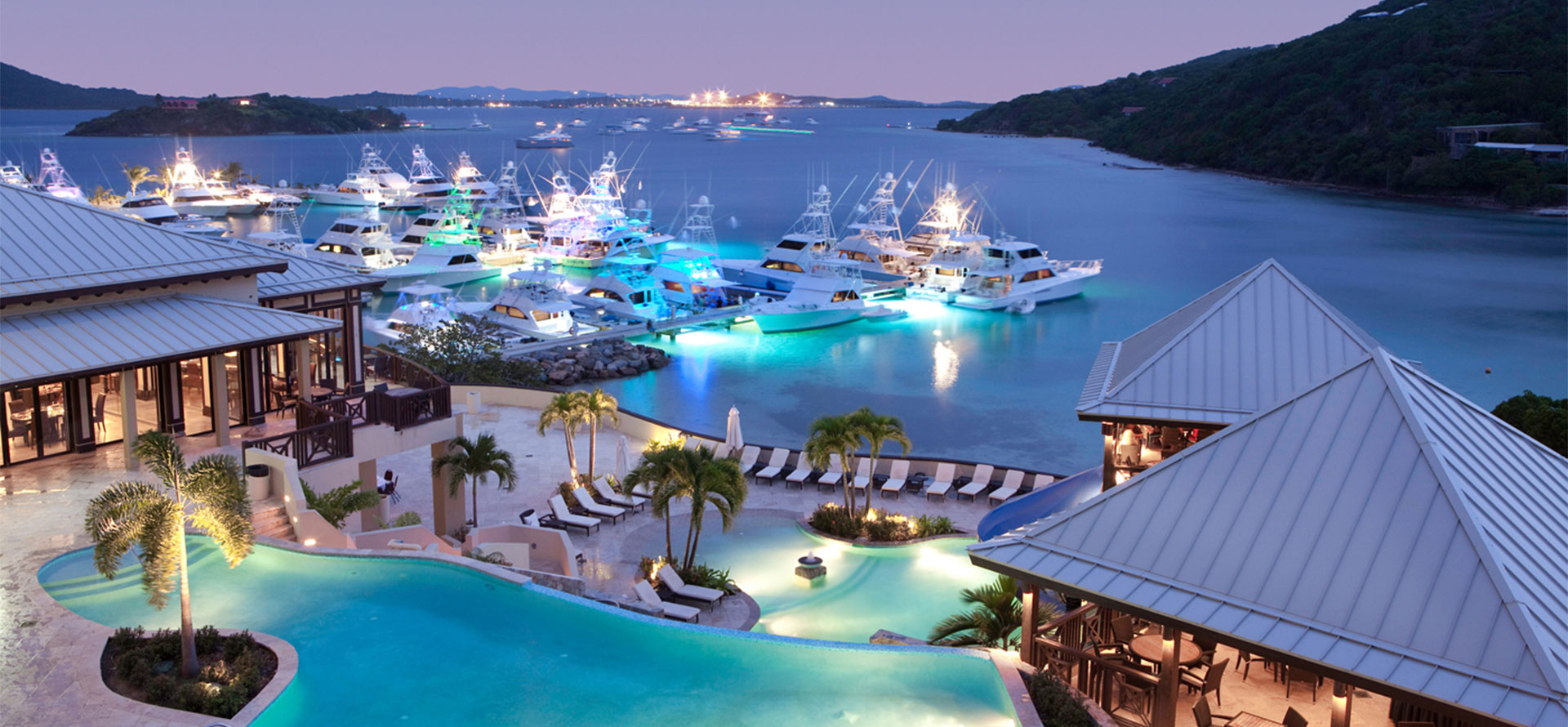 Us virgin islands honeymoon night view.