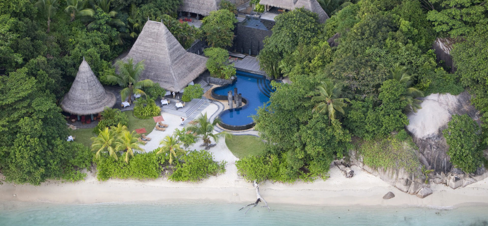 Seychelles all inclusive resorts top view.