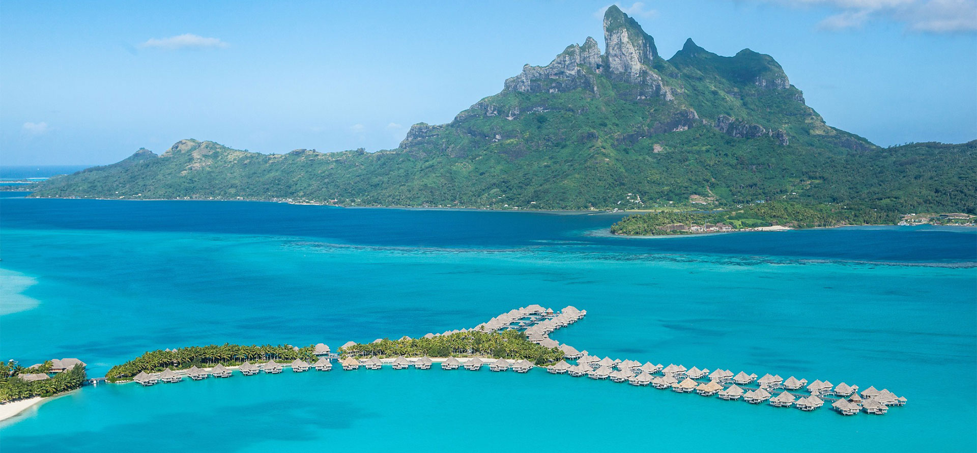 Top view of Bora Bora all-inclusive resorts adult-only.
