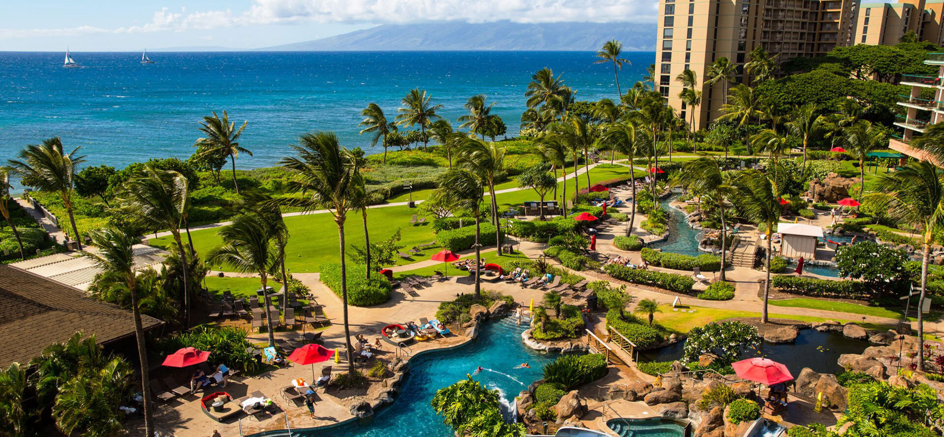 Maui all-inclusive adults only resort top view.