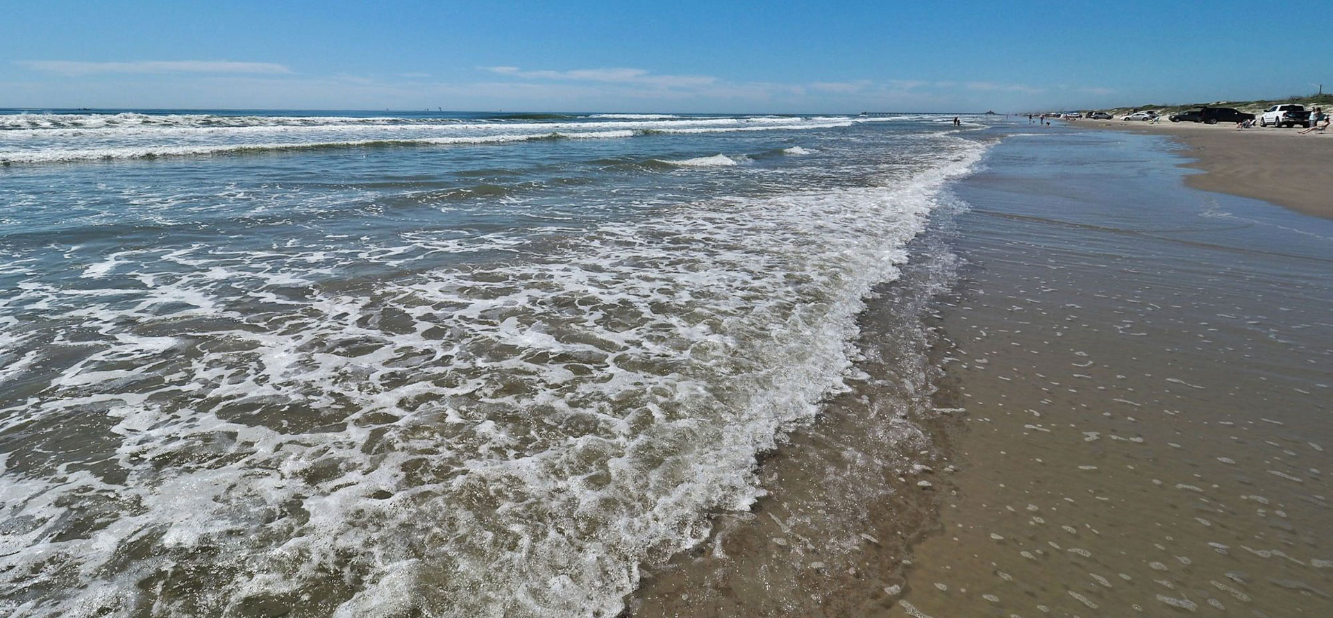 Water on the beach in Corpus Christi.