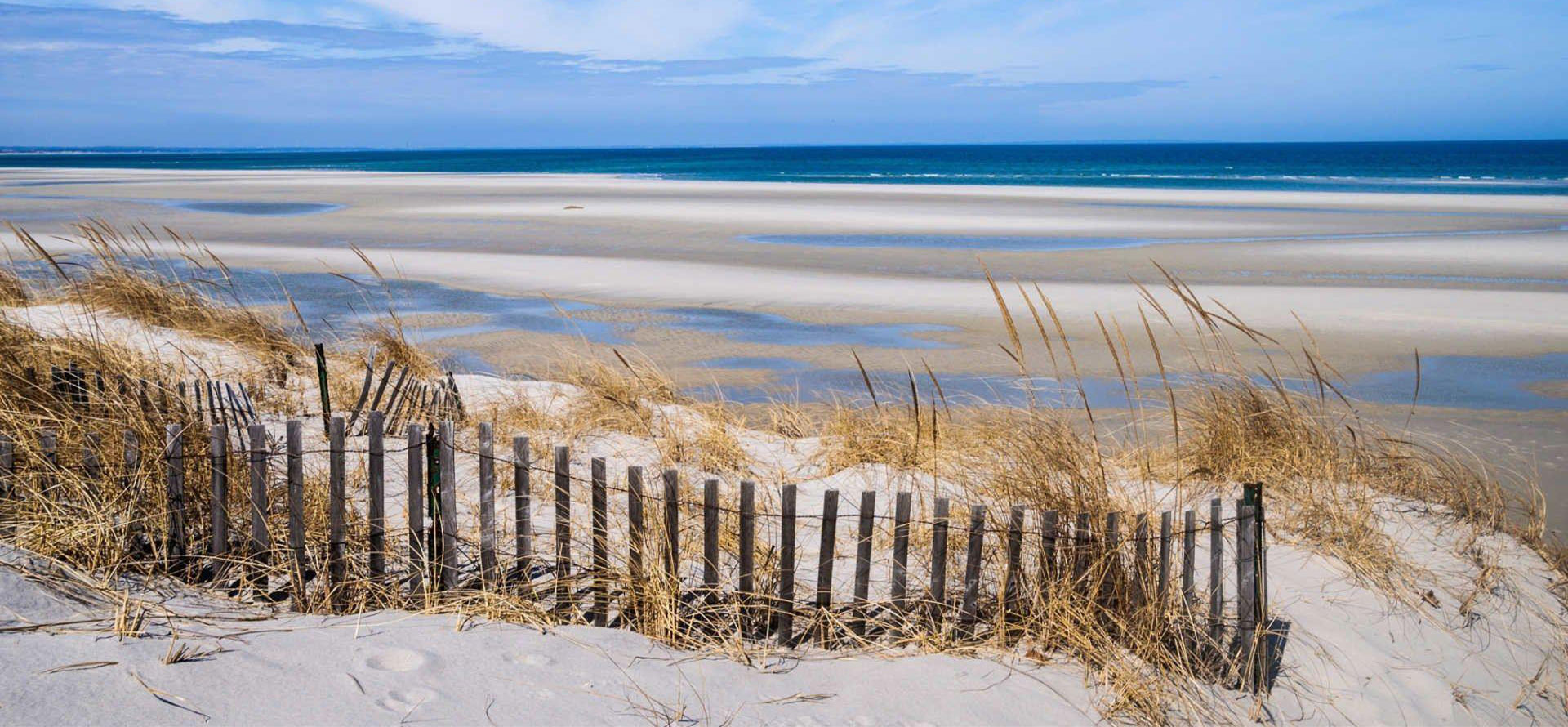 Fence on the beach in New England.