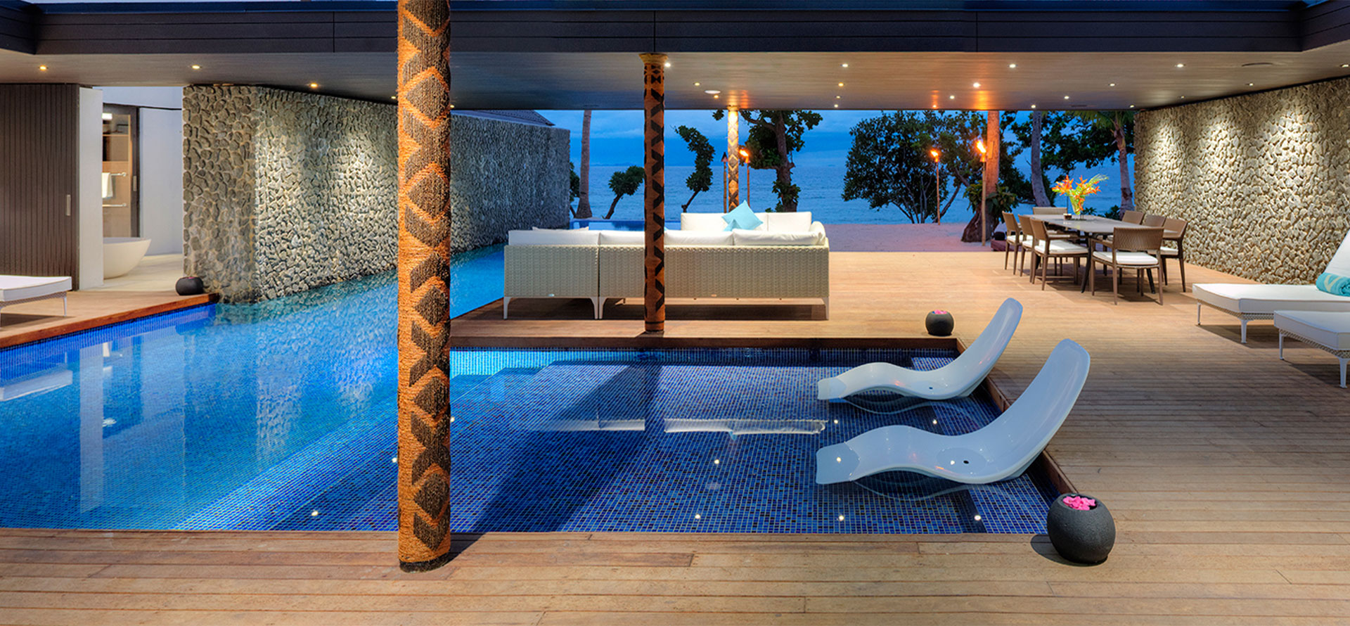 Lounge zone in Fiji all-inclusive resorts.