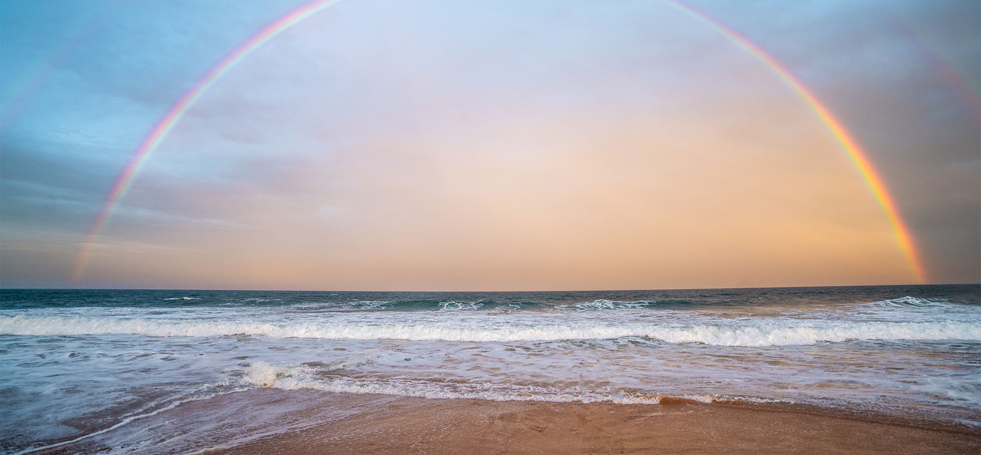 Rainbow at the horizon in Mauritius.