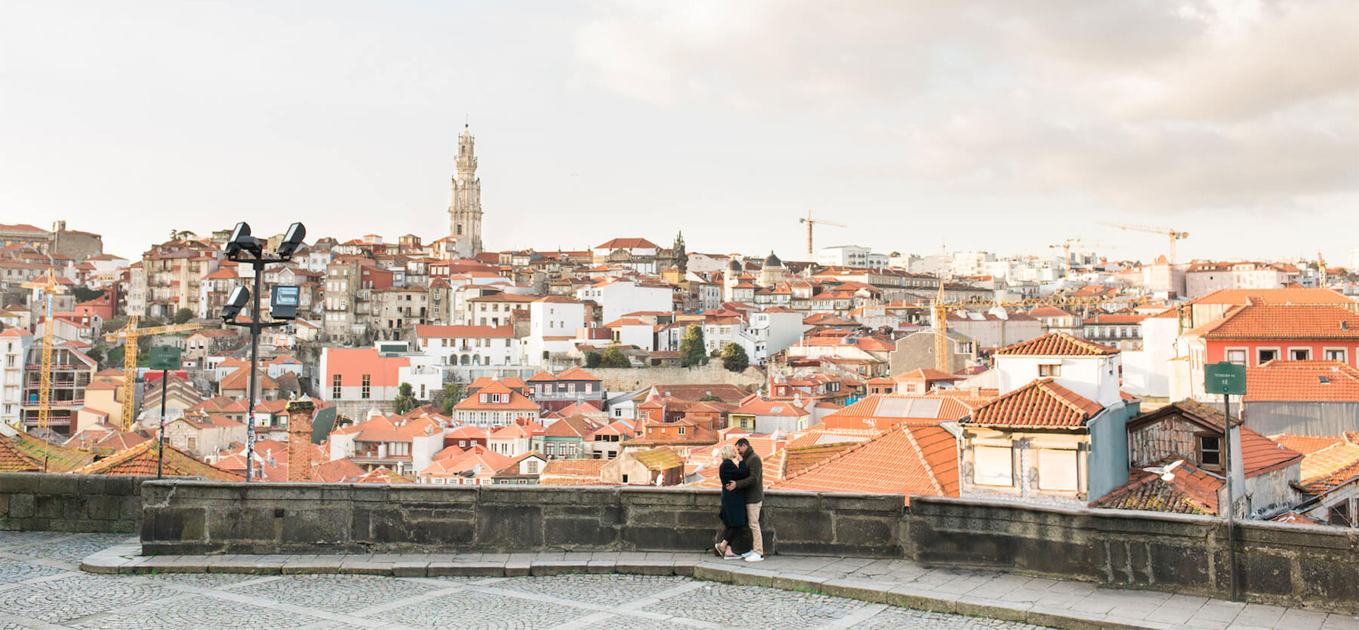Couple at city in Portugal.