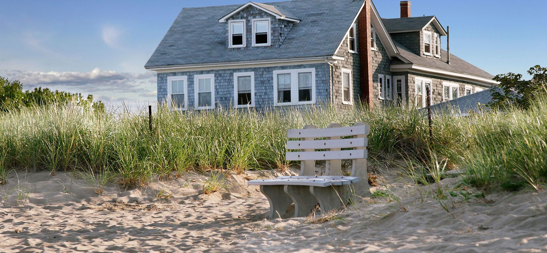 New England bench overlooking the ocean.