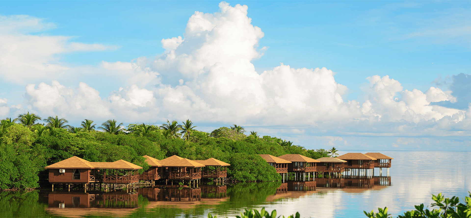 Overwater bungalows in Roatan.