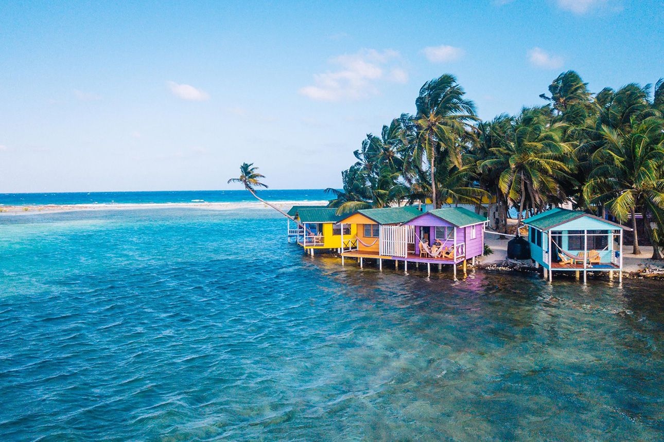 Tobacco Caye Paradise Resort bungalows.