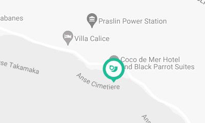 Coco de Mer and Black Parrot Suites on the map.
