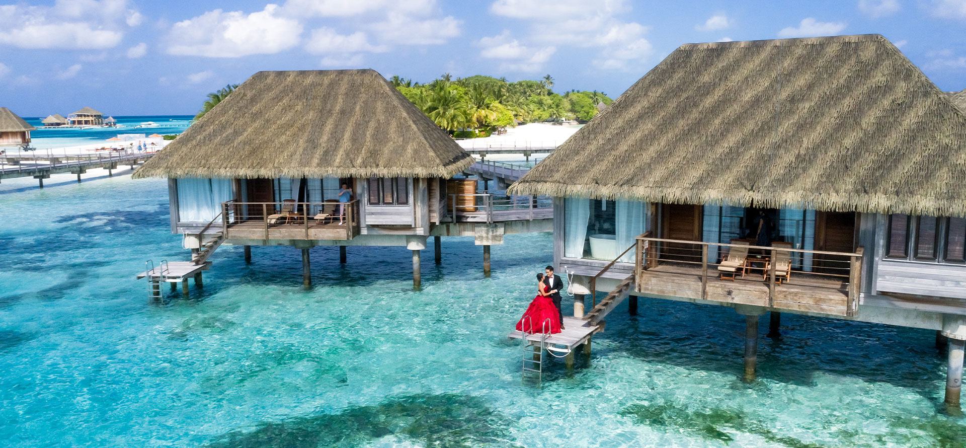 Beautiful overwater huts on Fiji.