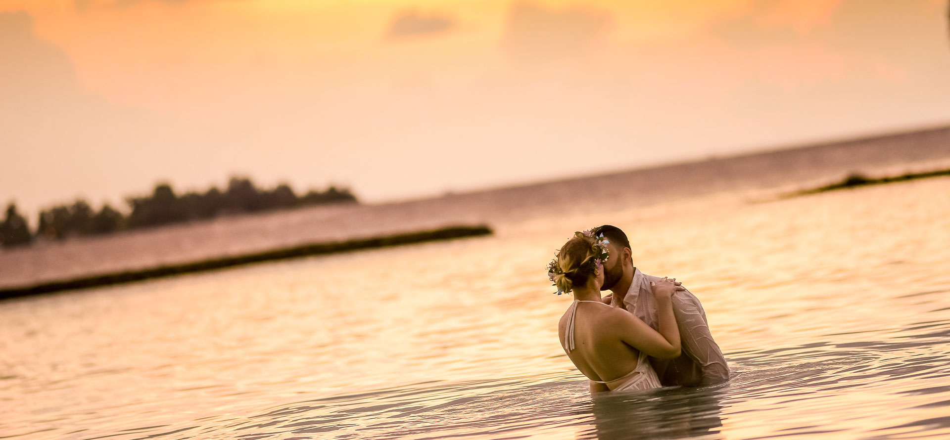 Happy Newlyweds On Hawaiian Honeymoon.