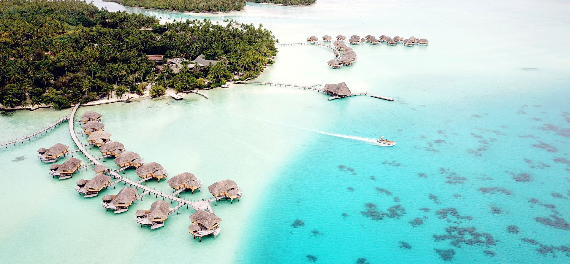 Overwater villas in jamaica vew from top.