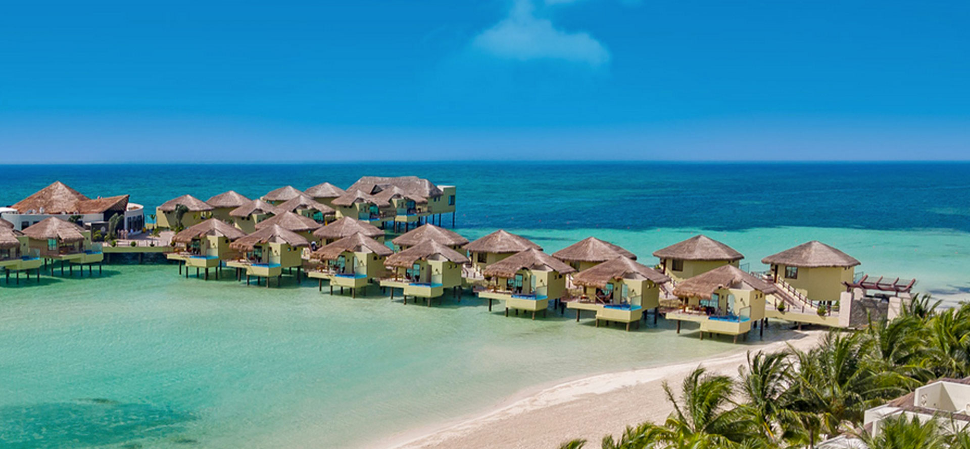 Overwater bungalows mexico beautiful beach.