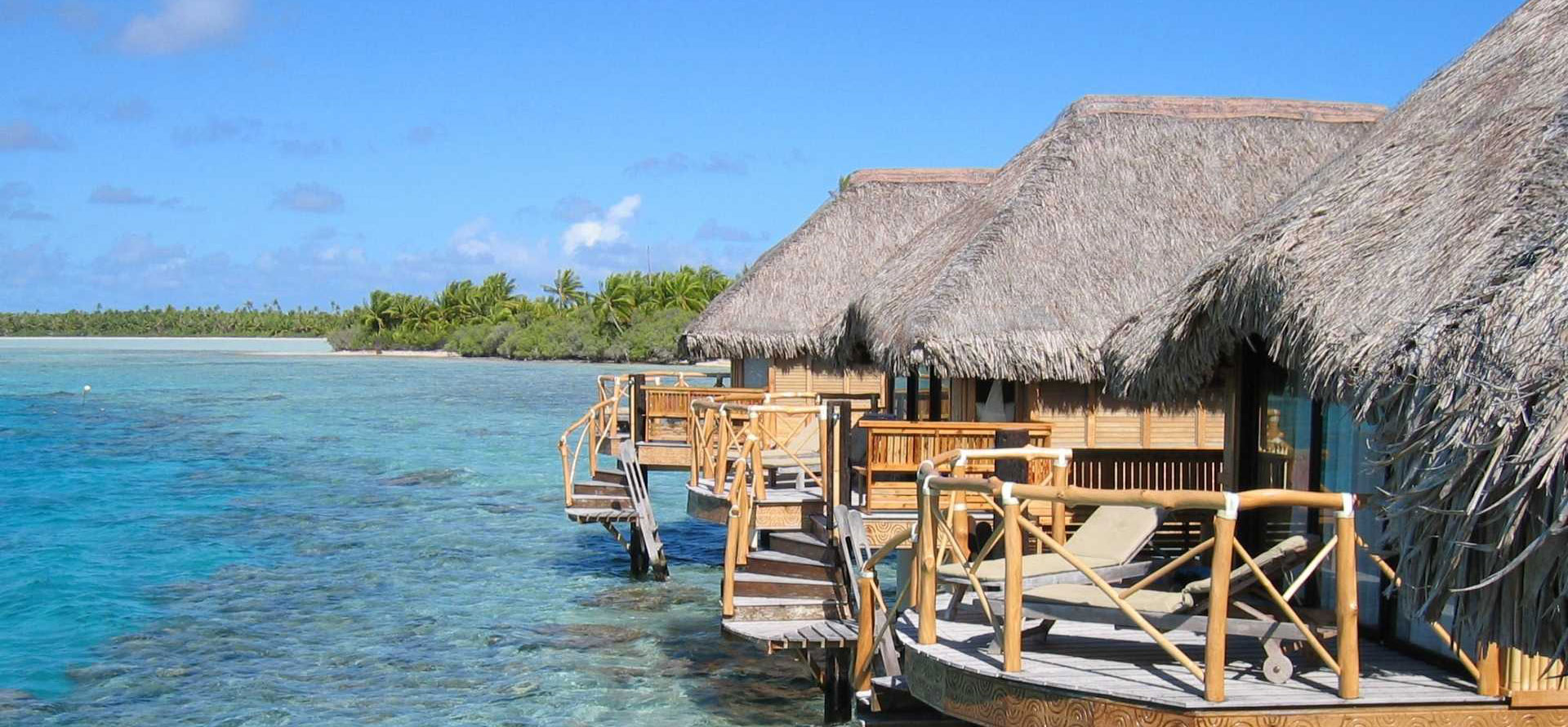 Over water bungalows mexico and palm tree.